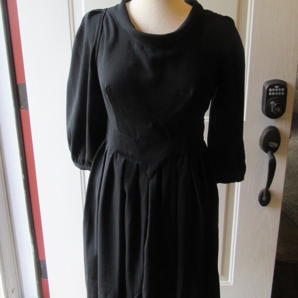 Go International NWT Fit and Flair Black Dress with Puff Sleeves Size 7 Juniors